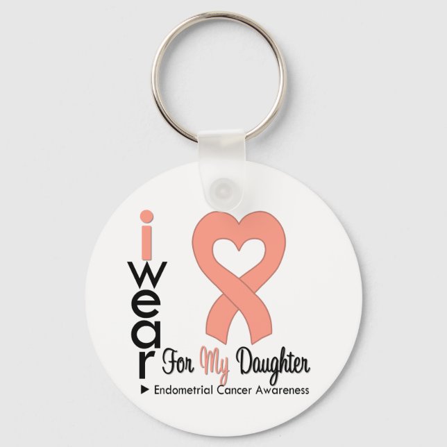 Endometrial Cancer Peach Ribbon DAUGHTER Nyckelring (Framsida)