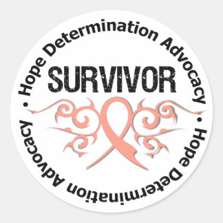 Endometrial Cancer Survivor Tribal Ribbon Runt Klistermärke