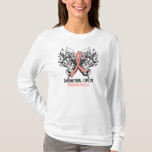 Endometrial cancermedvetenhet för fjäril tee shirt
