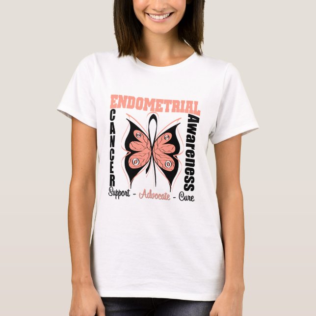 Endometrial medvetenhetfjäril t-shirt (Framsida)