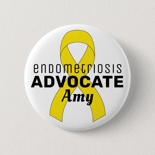 Endometrios Advocate Ribbon White Button Knapp (Framsida)