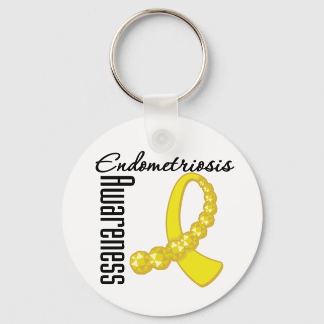 Endometrios Awareness Gemstone Ribbon Nyckelring (Framsida)