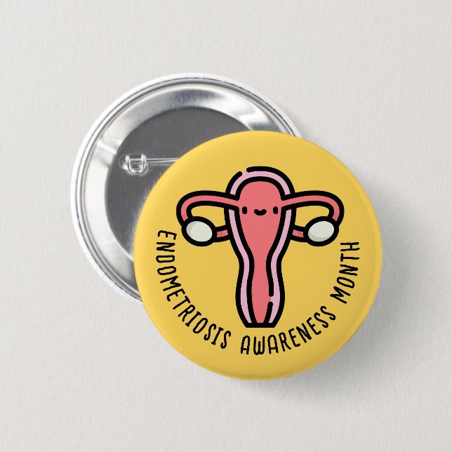 Endometrios Awareness Månad Knapp (Framsida & baksida)