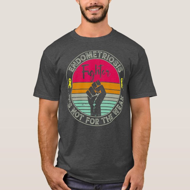 Endometrios Awareness Retro Fighter Warrior T Shirt (Framsida)