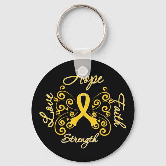 Endometrios Hope Motto Butterfly Nyckelring (Framsida)