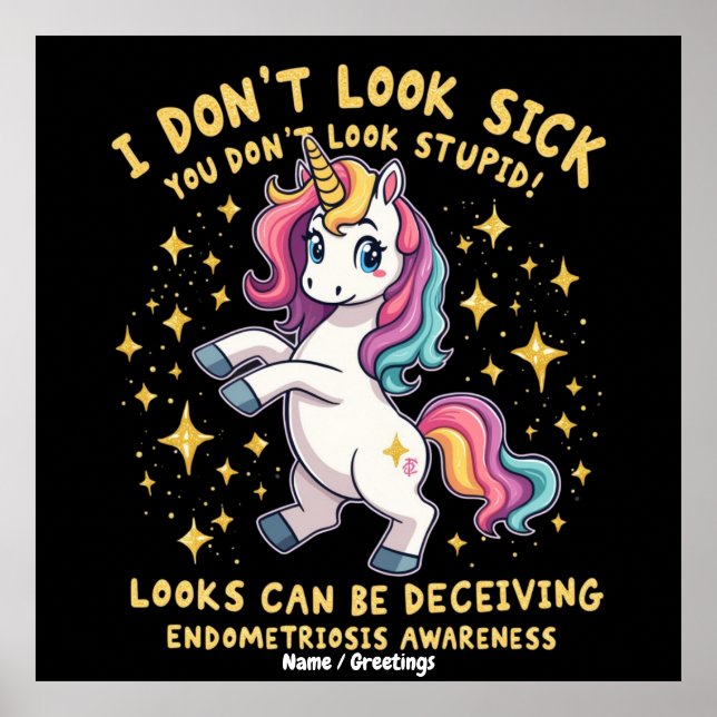 Endometrios Medvetenhet Stark Enhörning Krigare  Poster (Framsidan)