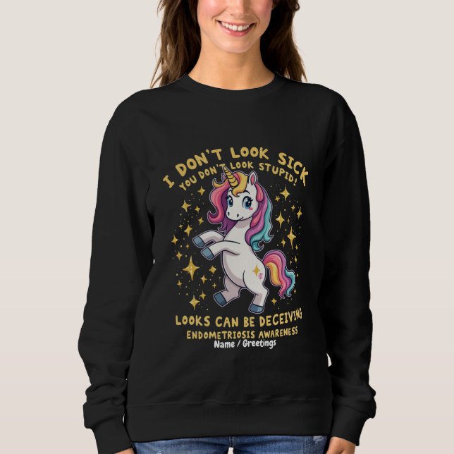 Endometrios Medvetenhet Stark Enhörning Krigare  T Shirt (Framsida)