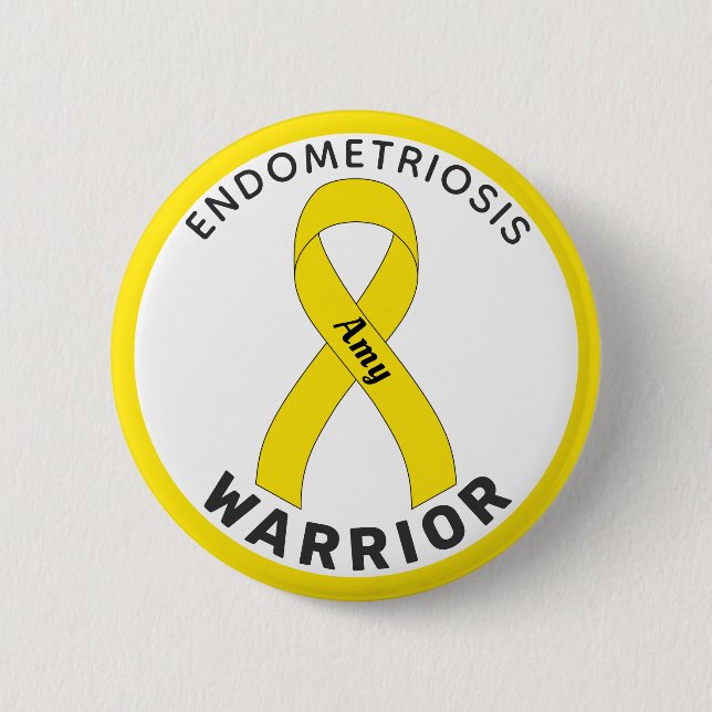 Endometrios Warrior Ribbon White Button Knapp (Framsida)
