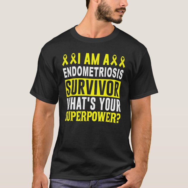 Endometriosis Awareness Survivor Yellow Ribbon Sup T Shirt (Framsida)