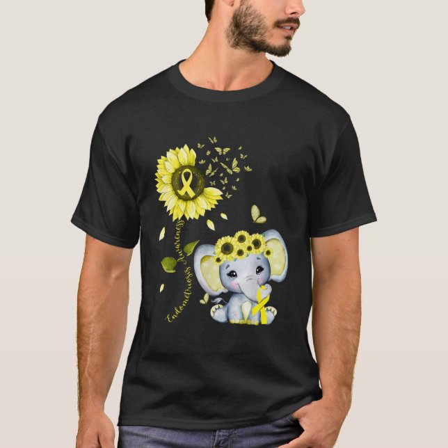 Endometriosis Awareness Yellow Hippie Sunflower El T Shirt (Framsida)