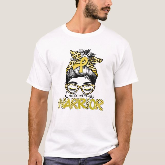 Endometriosis Warrior Messy Bun T Shirt (Framsida)