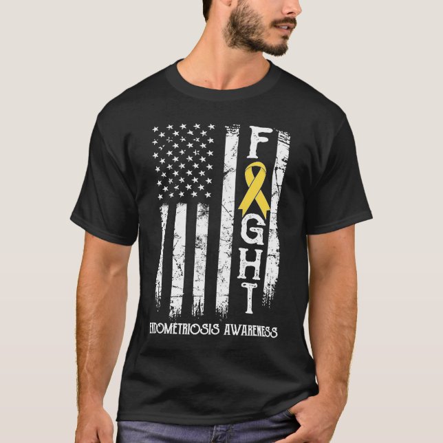Endometriosis Warrior US Flagga T Shirt (Framsida)
