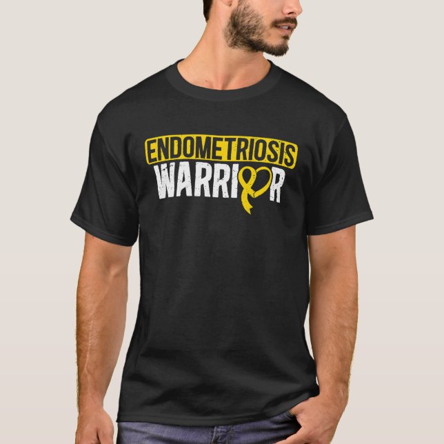 Endometriosis Warrior Yellow Ribbon Endo Awareness T Shirt (Framsida)