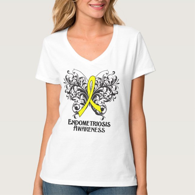 Endometriosismedvetenhetfjäril T Shirt (Framsida)