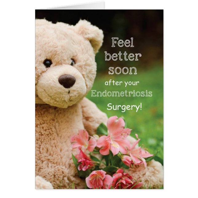 Endometriosoperation Känn dig bättre, Teddybjörn Hälsningskort (Framsidan)