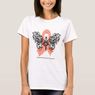Endometrium Cancer Tribal Butterfly Ribbon T Shirt