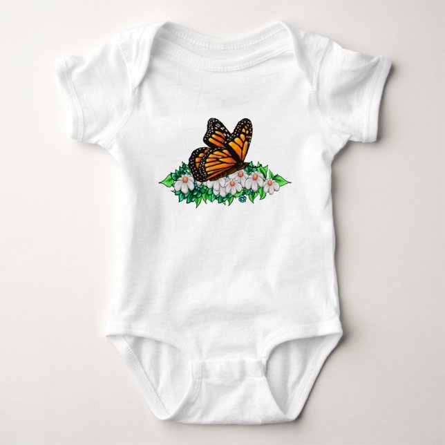 Endräkt babyoverall med små blommor t shirt (Framsida)