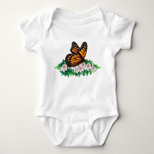 Endräktigt babyfjäril med små blommor t shirt (Framsida)