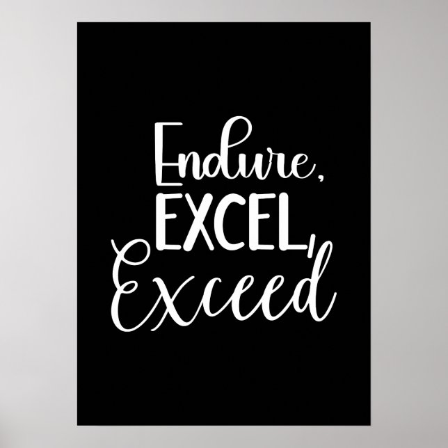 Endure, Excel - Hustle, Gym, Success Motivation Poster (Framsidan)