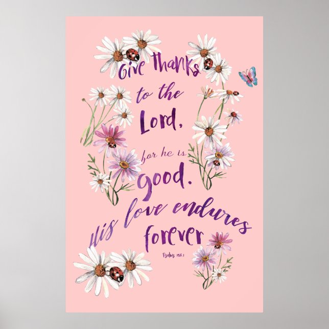 Enduring Gratitude: Psalms 156:1 Christian Quote Poster (Framsidan)