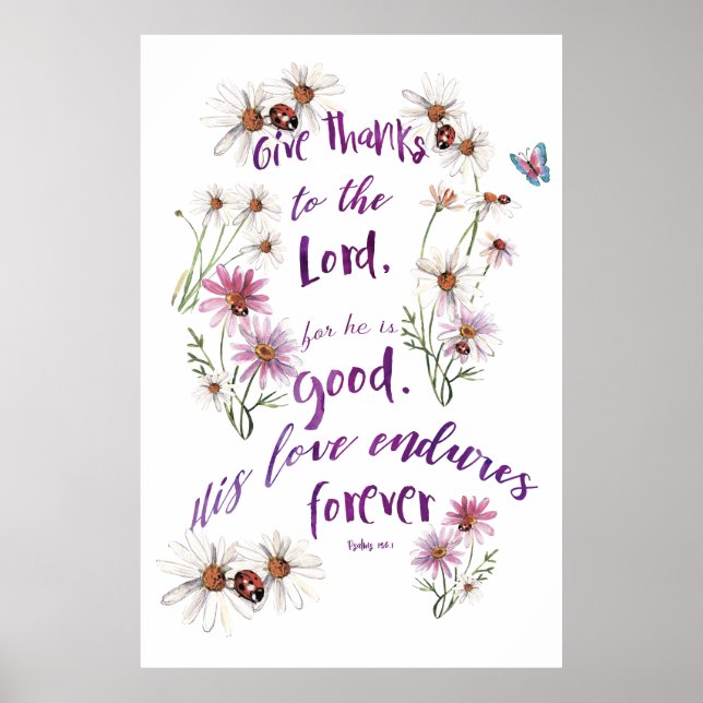 Enduring Gratitude: Psalms 156:1 Christian Quote Poster (Framsidan)