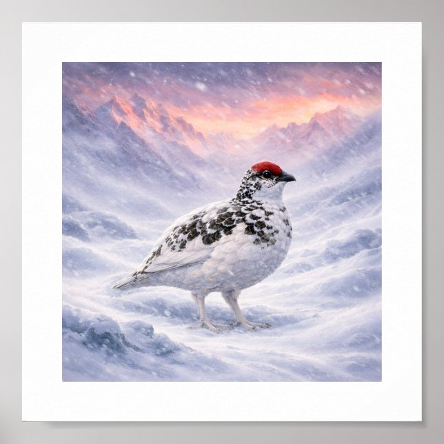 Enduring the Storm — Ptarmigan in the Japanese Alp Poster (Framsidan)