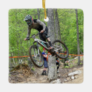 Enduro Mountain Bike Tävling Julgransprydnad Keramik
