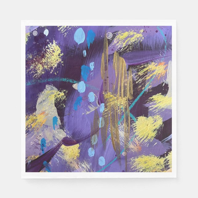 Energetic blue, purple, and gold abstract art  pappersservett (Framsidan)