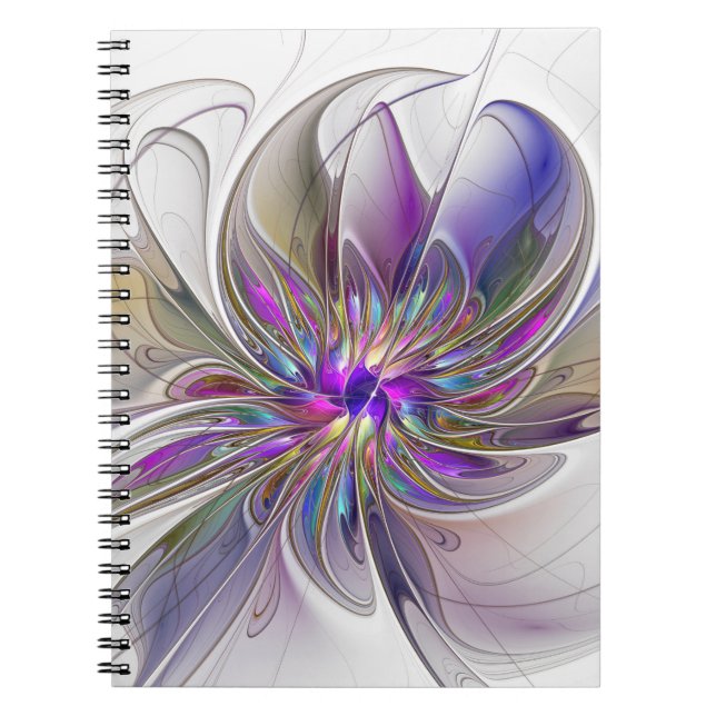 Energetic, Colorful Abstract Fractal Art Flower Anteckningsbok (Framsidan)