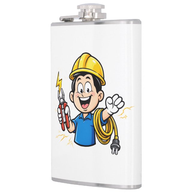 Energetic Electrician Mascot Lightning Cartoon Art Fickplunta (Vänster)