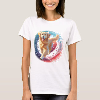 Energetic Golden Retriever med Abstrakt Backgrou T Shirt