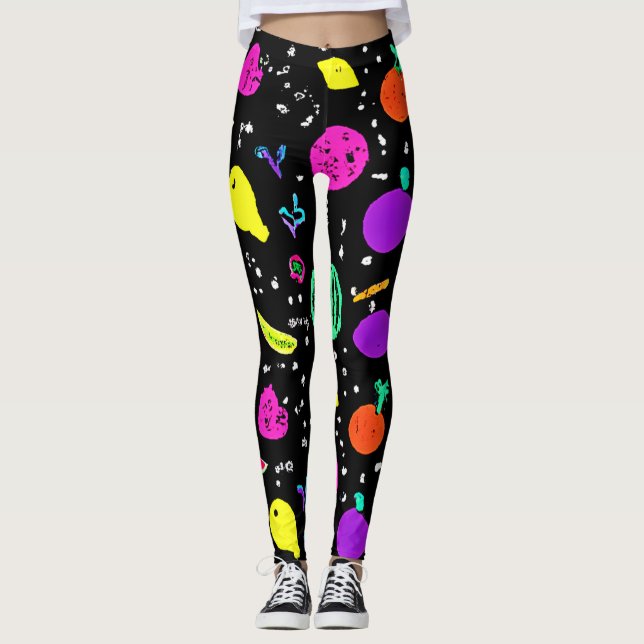 Energetic Neon Fruit Dance Leggings (Framsida)