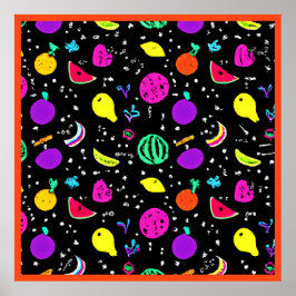 Energetic Neon Fruit Dance Poster