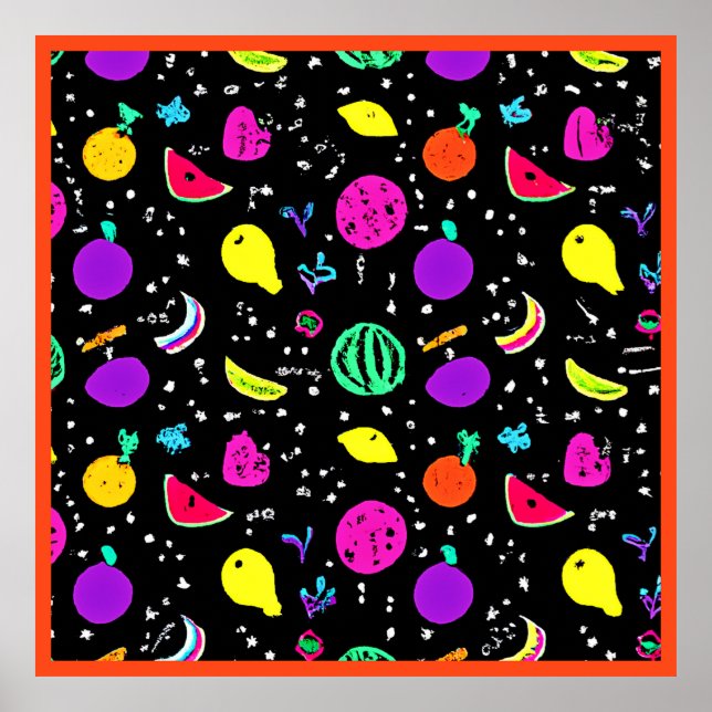 Energetic Neon Fruit Dance Poster (Framsidan)