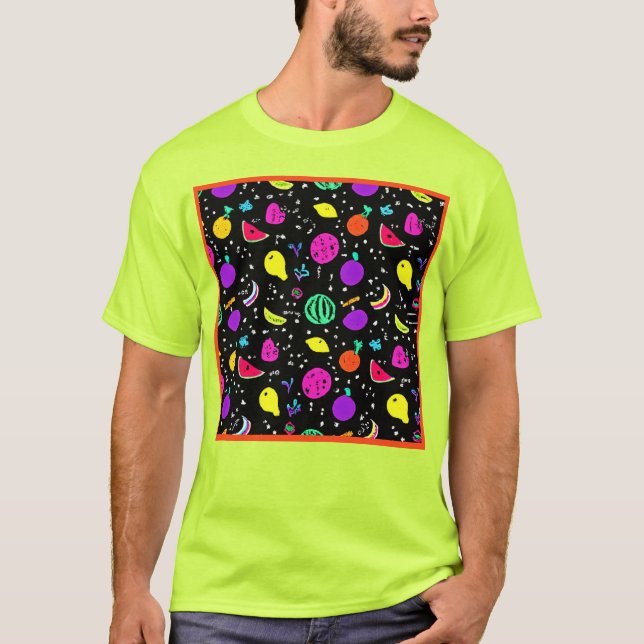 Energetic Neon Fruit Dance T Shirt (Framsida)