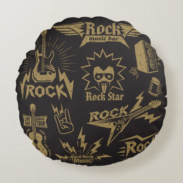 Energetic rock musik essence rund kudde (Framsidan)