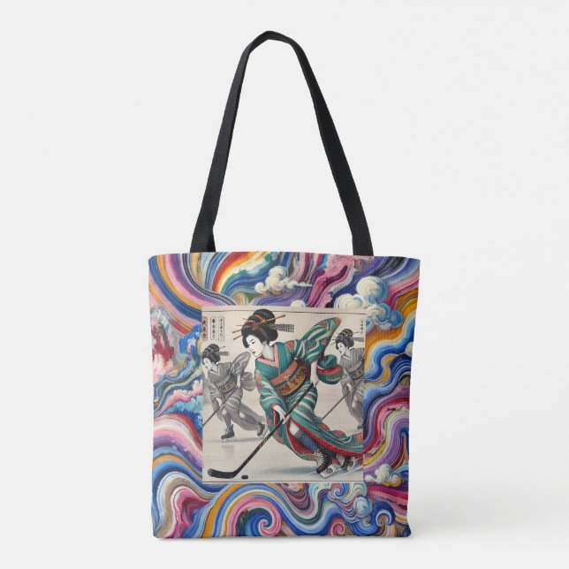 Energetic Ukiyo-e Tote Bag Tygkasse (Baksida)