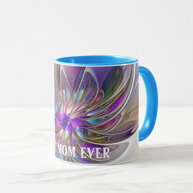 Energetisk, Abstrakt Fractal Art Flower Best Mamma Mugg (Framsida höger)