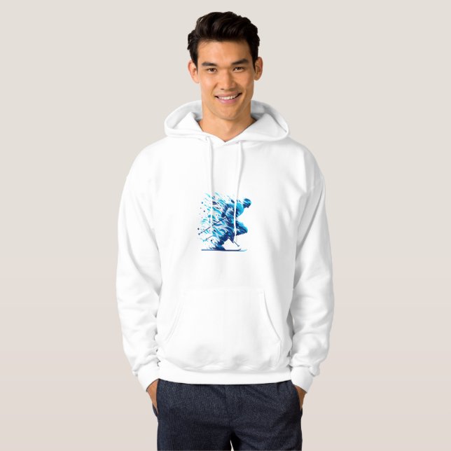 Energetisk blå för idrottsentusiaster hoodie (Hel framsida)