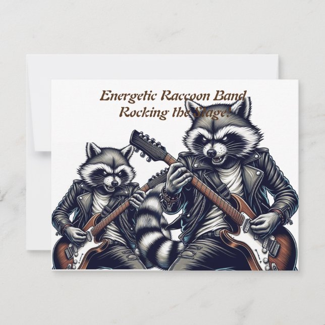 Energetisk rackoon Band: Rakar scenen! Julkort (Framsida)
