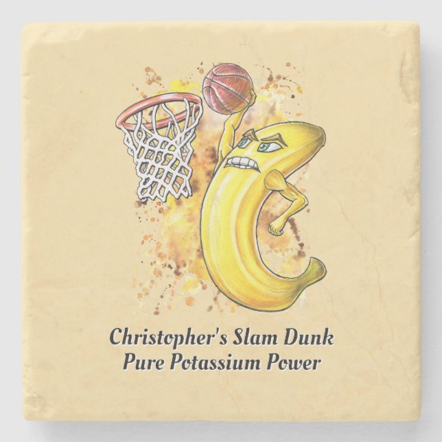 Energetiska Slam dunk Banana Fruitarian Sports 🍌 Stenunderlägg (Framsidan)