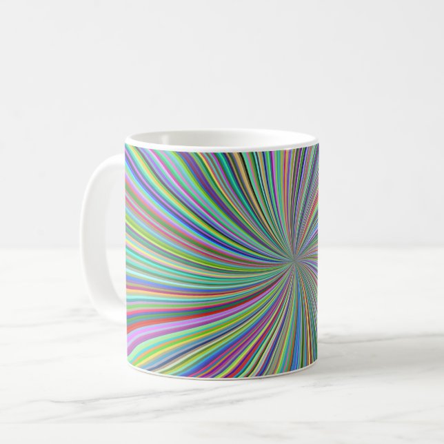 Energetiskt färgstarkt ribbon Sunburst Kaffemugg (Framsida vänster)