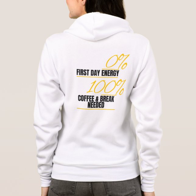 "Energi 0 % - kaffe 100 % Hoodie" T Shirt (Baksida)