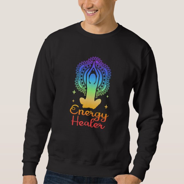 Energi Chakra Holistisk Helande Händer Energi Hela Lång Ärmad Tröja (Framsida)