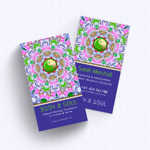 Energi Healing Holistisk Indigo Grön Guld Glitter Visitkort