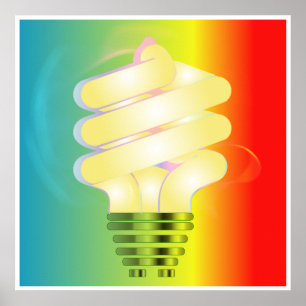 Energi - ljus kulaaffisch för besparing poster