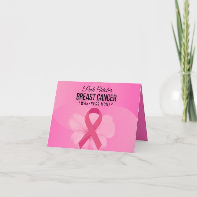 Energi och support: Rosa Breast Cancer i oktober Tack Kort (Framsida)