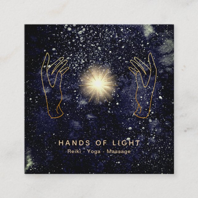 *~*energi som lätt läker händerboll av den Reiki Fyrkantigt Visitkort (Framsida)