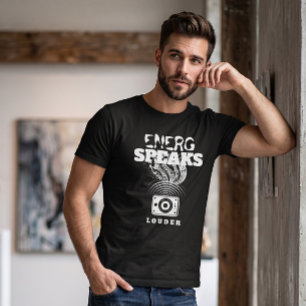 Energi Talar Högt Högtalare Grafisk Vit T Shirt