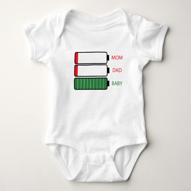 Energibatterier för Mamma Pappa Baby T Shirt (Framsida)